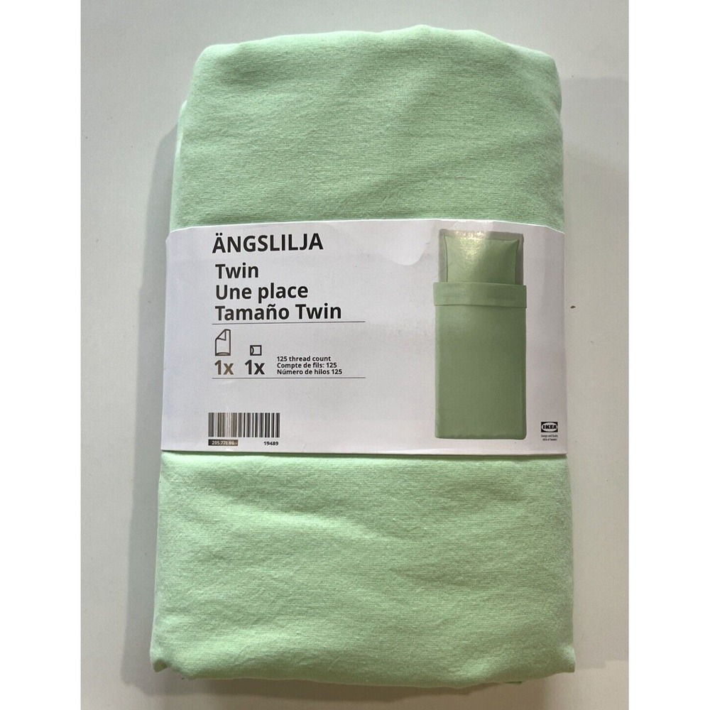 New IKEA ANGSLILJA Twin Duvet Cover with Pillowcase Light Green bed Set